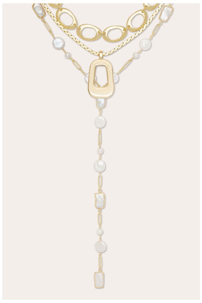 Elissa Multi Strand Necklace, Alternate, color, GOLD/ PEARL
