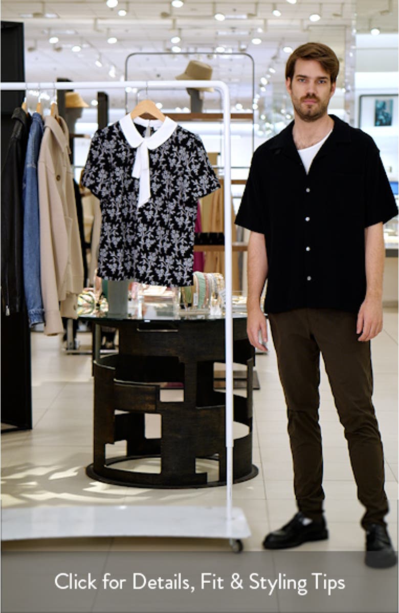 Floral Embroidered Bow Collar Top, sales video thumbnail