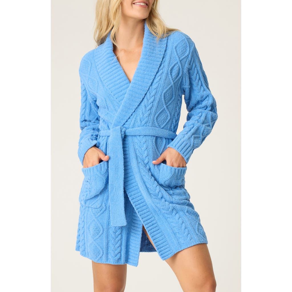 Pj Salvage Cozy Chenille Cable Knit Robe In Blue
