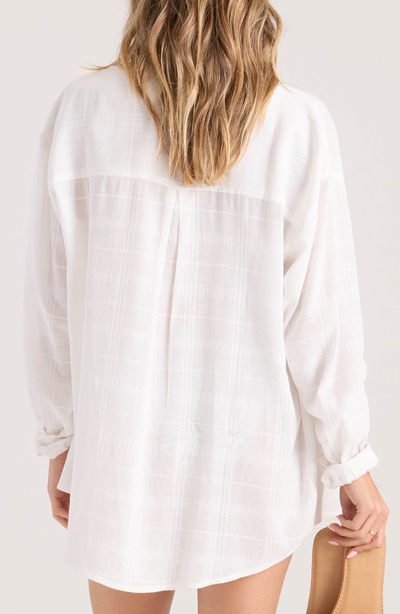 Volcom Lived In Oversize Cotton Blend Cover-Up Button-Up Shirt, Alternate, color, Star White