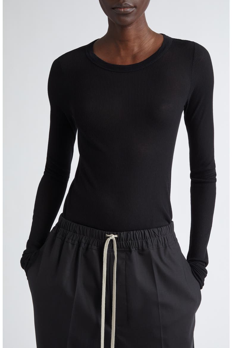 Rib Long Sleeve T-Shirt, Main, color, BLACK