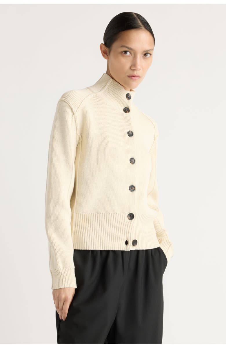 Modern Citizen Clove Button Mock-Neck Knit Cardigan, Main, color, Cream