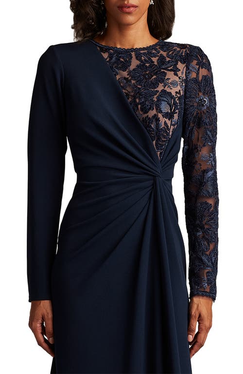 Tadashi Shoji Devika Embroidered Twist In Blue