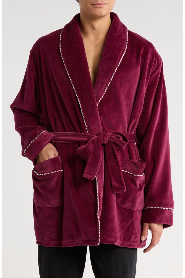 Refinery Velour Smoking Jacket, Main, color, MERLOT