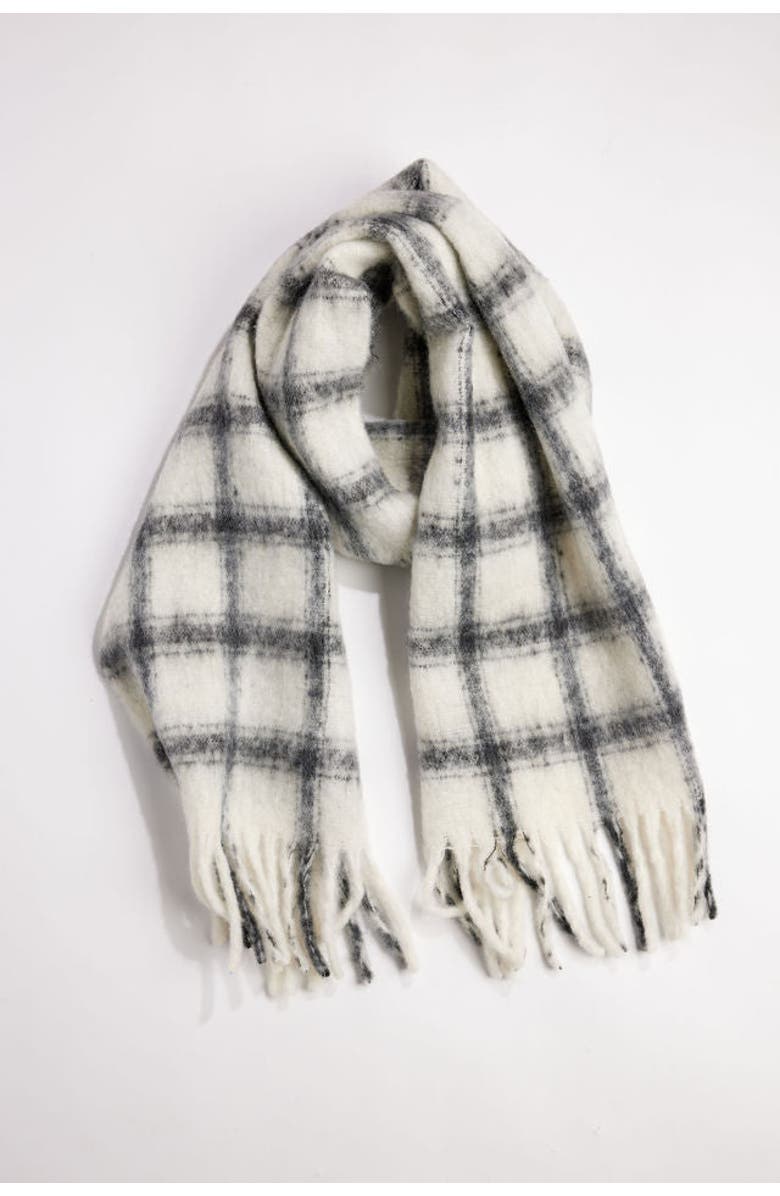 Hat Attack Warm Window Plaid Scarf, Main, color, Black