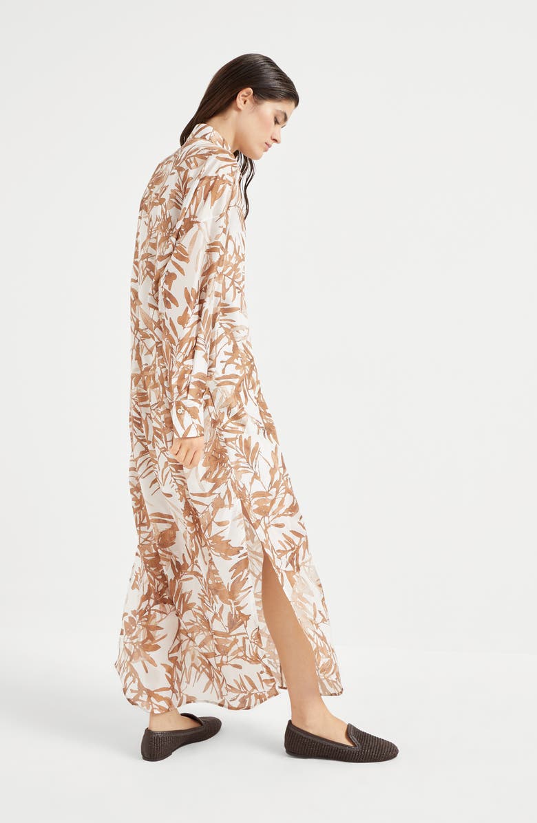 Brunello Cucinelli Herbarium Print chemisier dress, Alternate, color, 