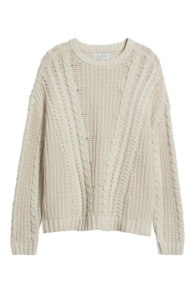 Magnolia Oversize Cable Stitch Cotton Sweater, Alternate, color, IVORY