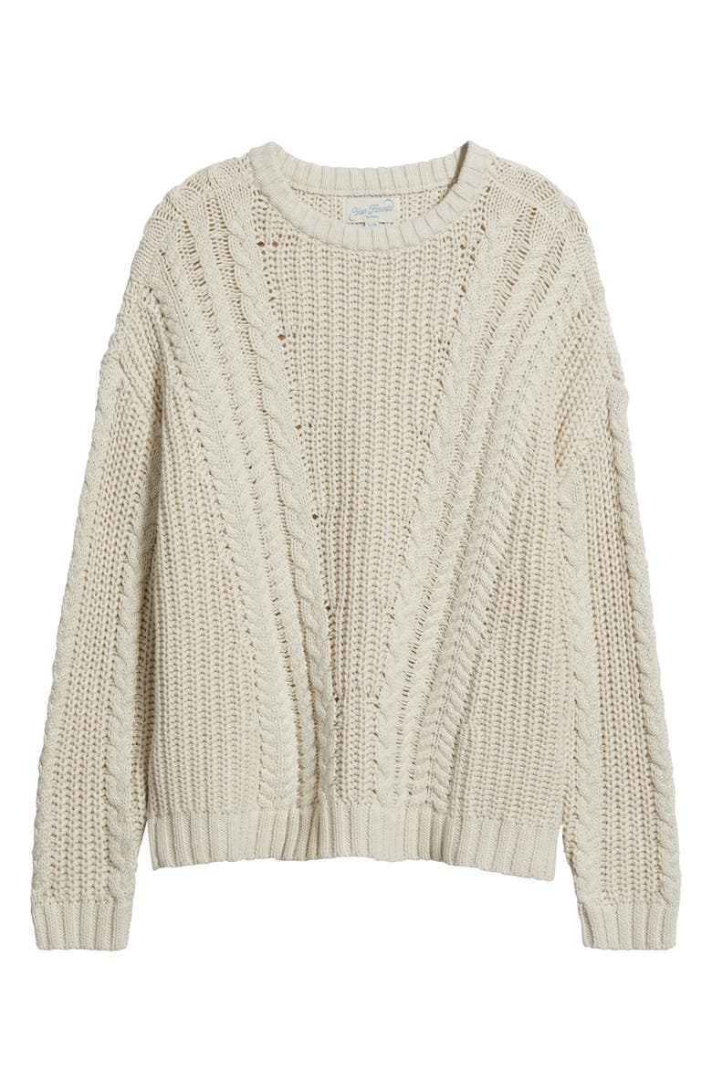 PacSun Magnolia Oversize Cable Stitch Cotton Sweater, Alternate, color, Ivory