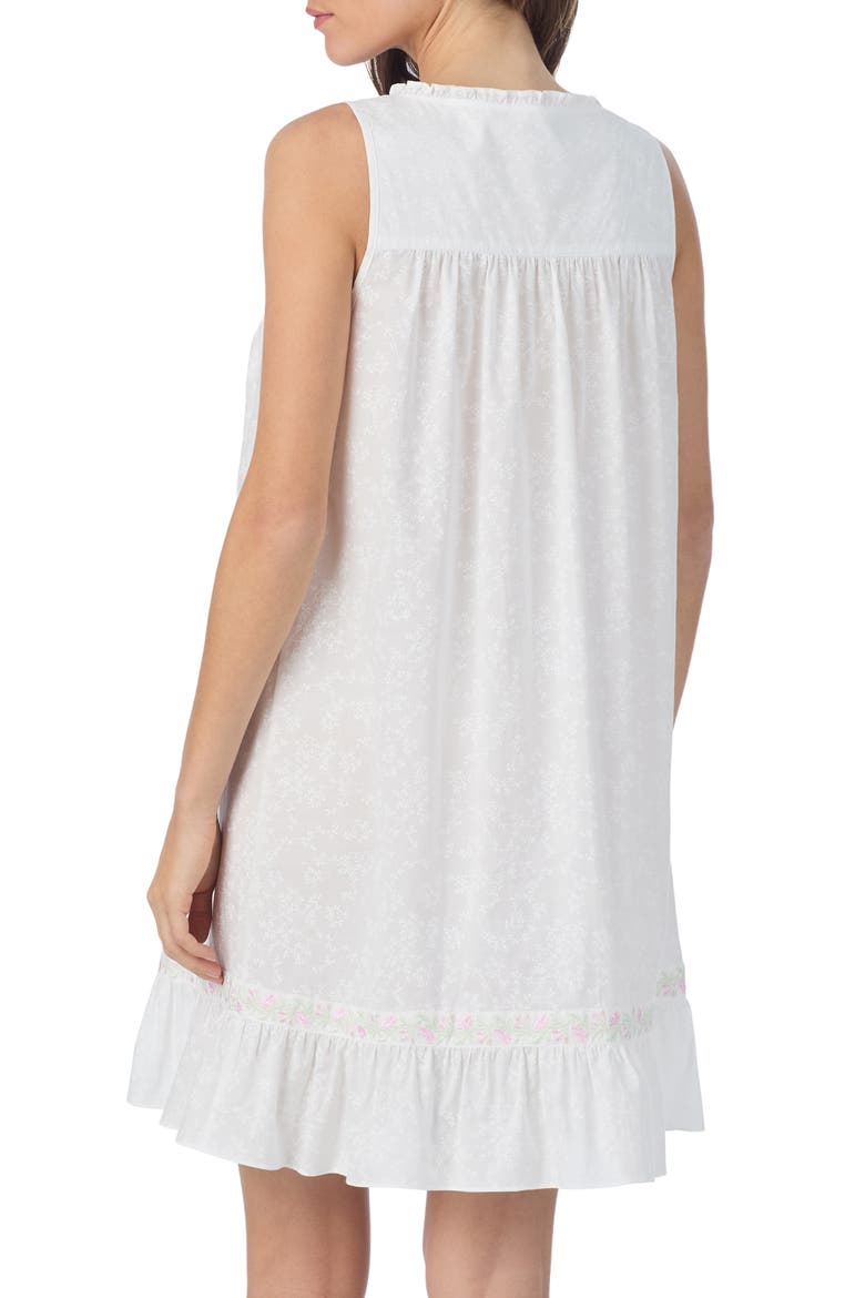 Floral Sleeveless Cotton Chemise, Alternate, color, WHITE