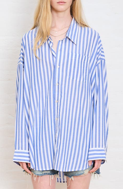 Oversize Stripe Button-Up Shirt