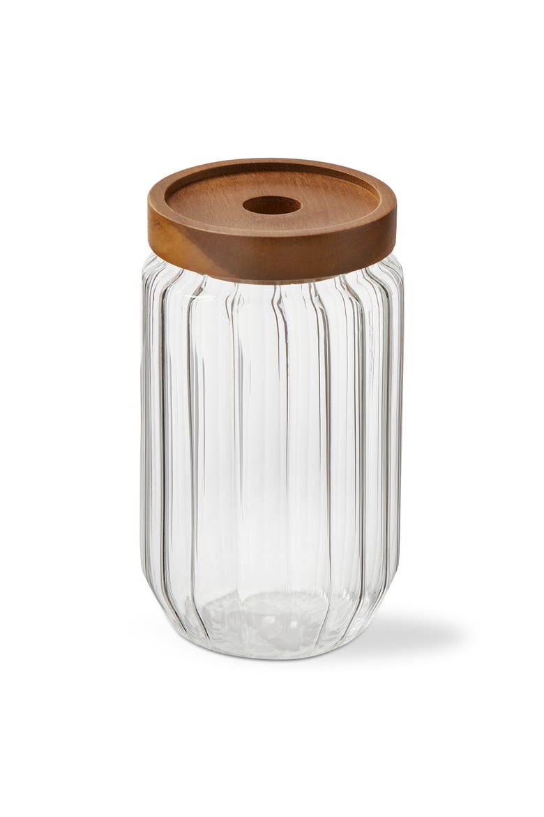 Ribbed Glass Canister Large Clear Glass Everyday, Main, color, Clear