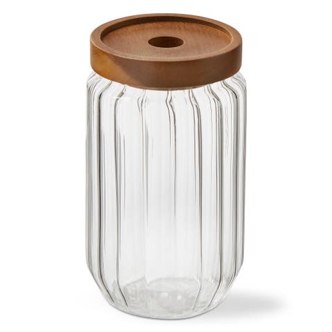 Ribbed Glass Canister Large Clear Glass Everyday