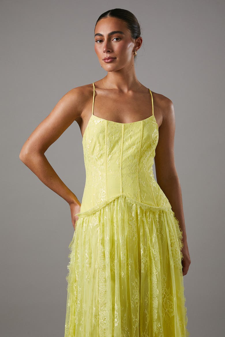 Lace Cami Maxi Dress, Alternate, color, Yellow