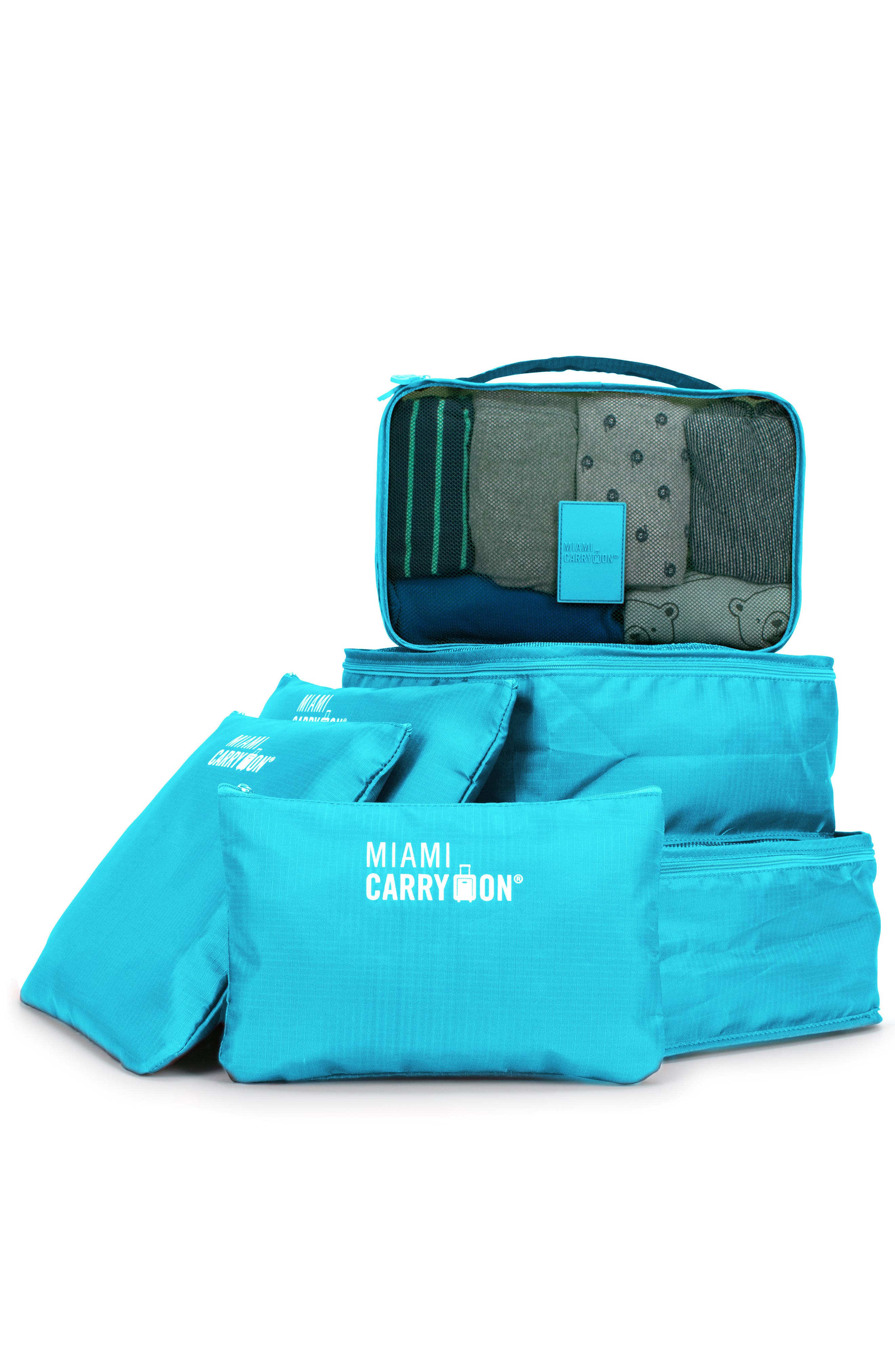 Miami Carry On Travelers 6 Piece Organizational Packing Cubes in Light Blue 