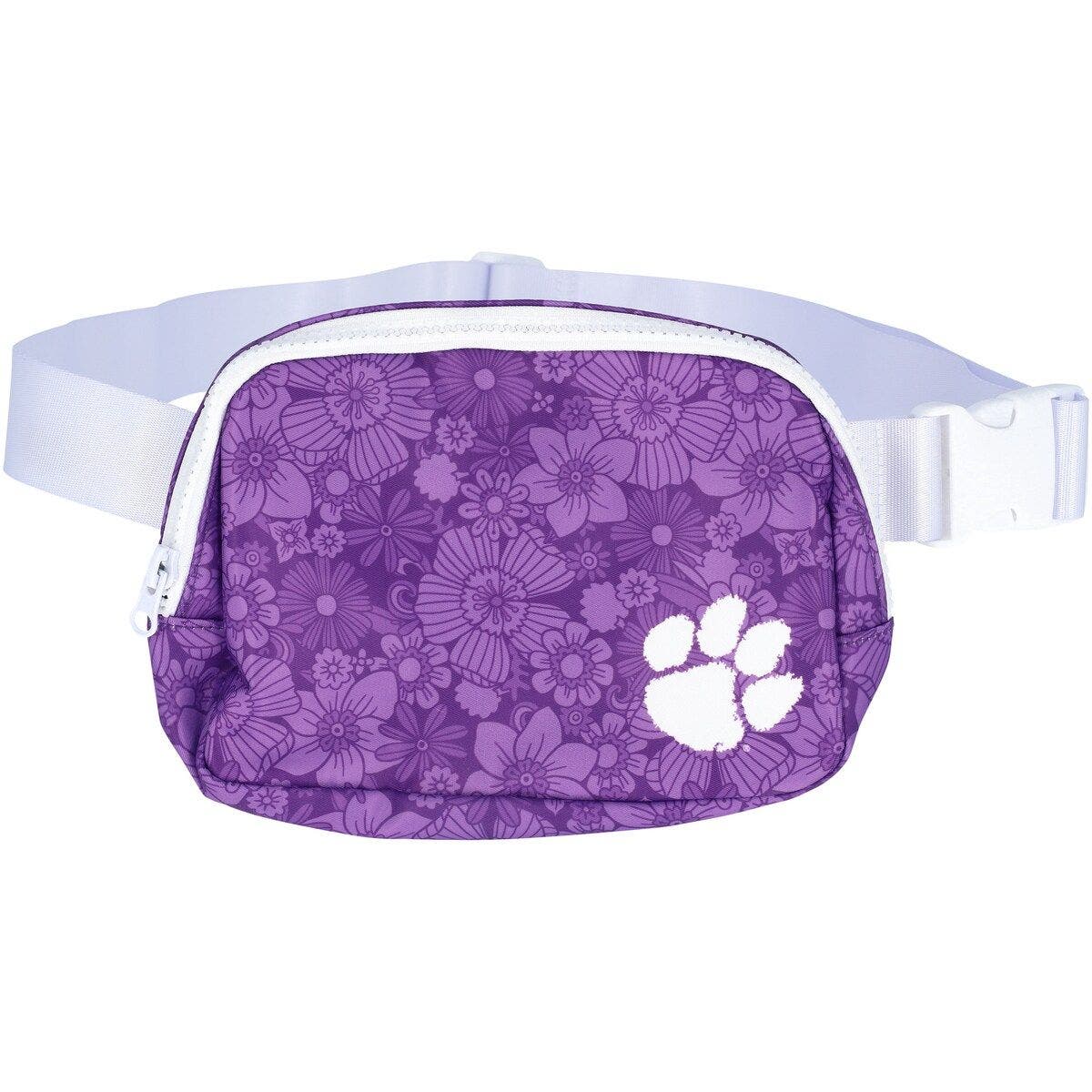 ZOOZATZ Clemson Tigers Floral Print Fanny Pack, Main, color, Purple