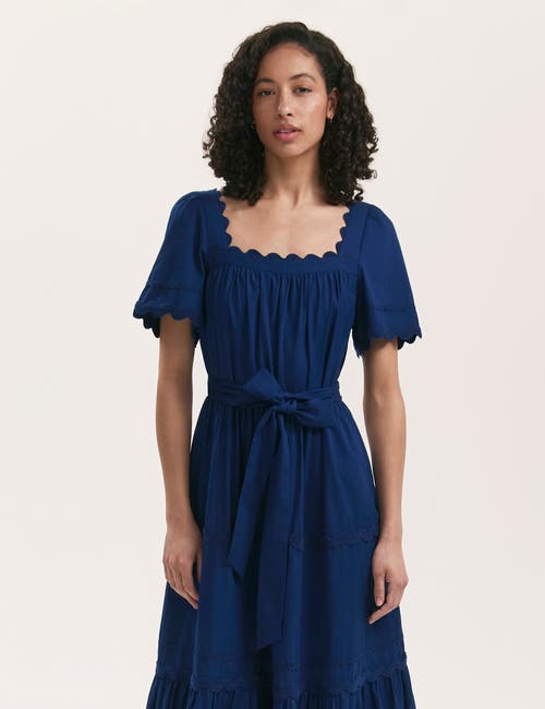 Finery London Corina Cotton Midi Tiered Dress In Purple