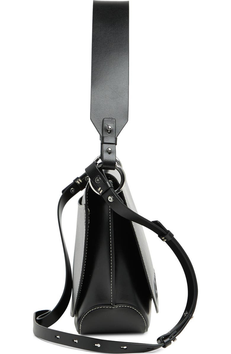 Ganni Banner Large Leather Saddle Bag, Alternate, color,