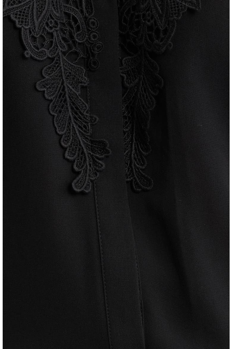 West Lace Detailed Balloon Sleeve Shirt, Alternate, color, BLACK