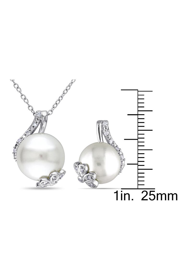 Cultured Freshwater Pearl Pendant Necklace & Stud Earrings Set, Alternate, color, SILVER/ PEARL