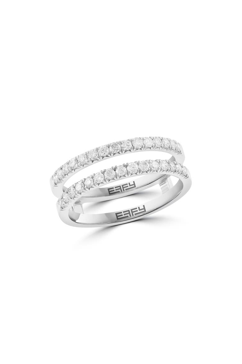 Sterling Silver Diamond Double Band Ring, Main, color, SILVER