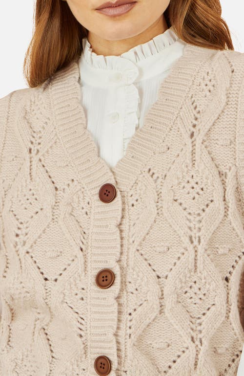 Yumi Button Up Chunky Cable Knit Waistcoat In Neutral