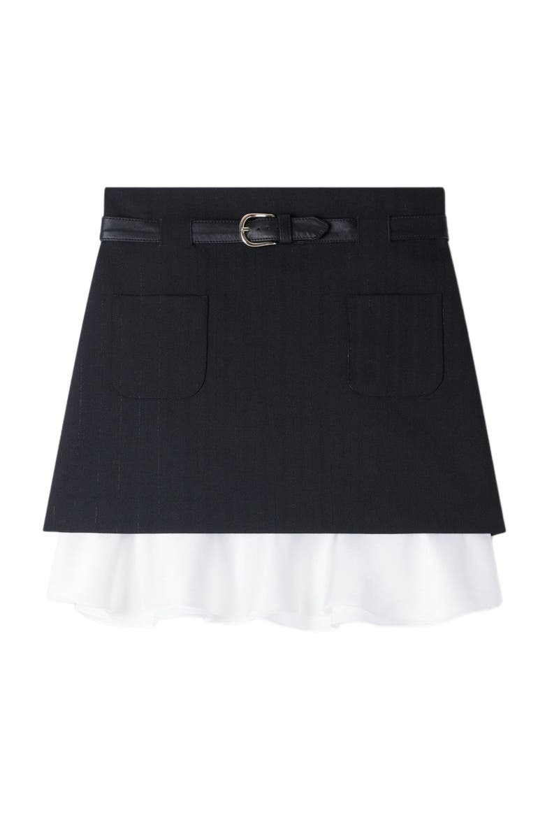 Short striped ruffled skirt, Alternate, color, Black