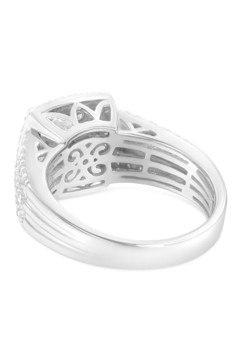 10K White Gold 1.0 Cttw Diamond Halo Cluster Ring, Alternate, color, White Gold