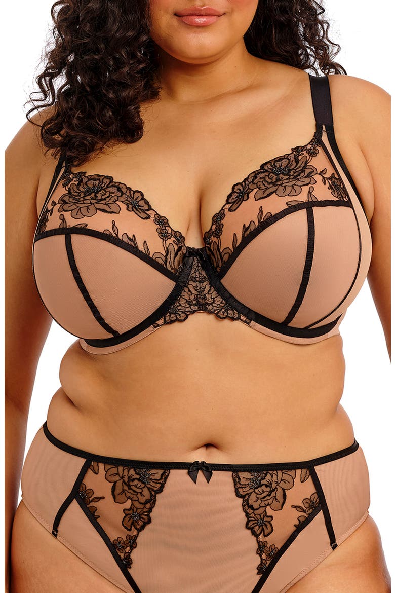 Teagan Full Figure Underwire Plunge Bra, Main, color, CAFE AU LAIT