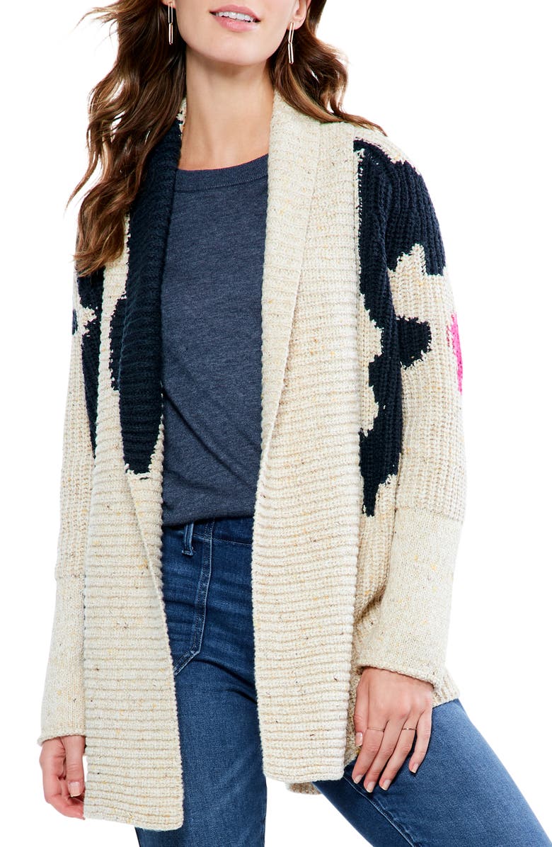 NIC+ZOE Bold Comfort Intarsia Cotton Blend Cardigan, Main, color, 