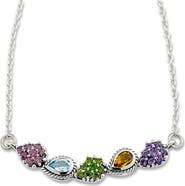 SAMUEL B. Sterling Silver 18" Multistone Bar Necklace