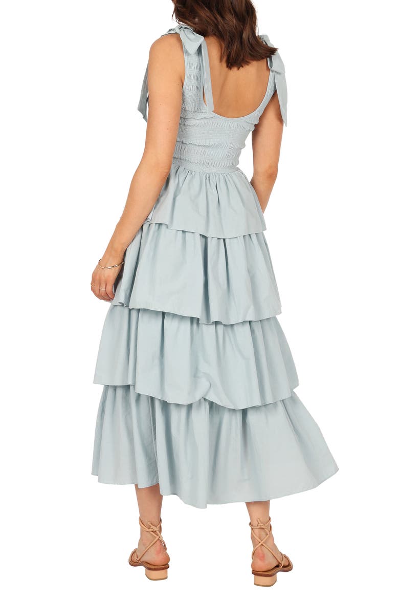 Raphael Tiered Ruffle Cotton Midi Sundress, Alternate, color, BLUE