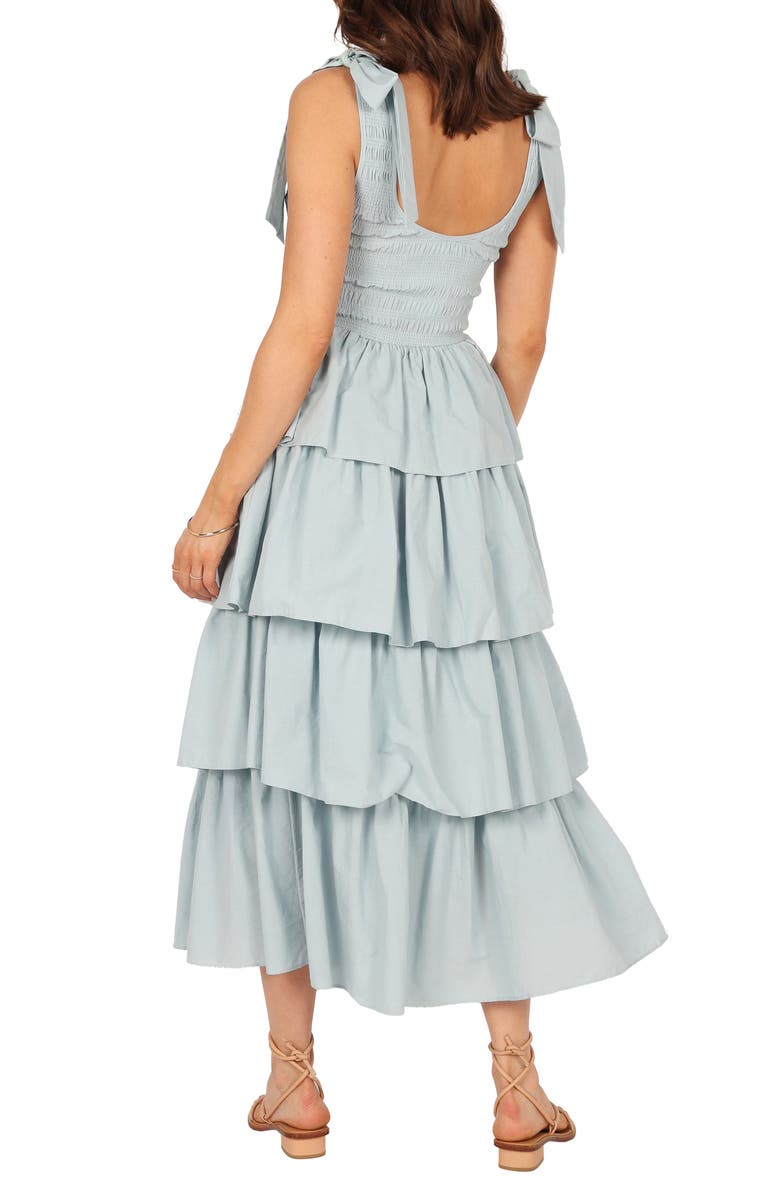 Petal & Pup Raphael Tiered Ruffle Cotton Midi Sundress, Alternate, color, Blue