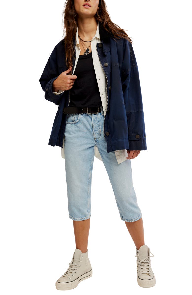 Free People Cori Waxed Cotton Jacket, Alternate, color, Sapphire