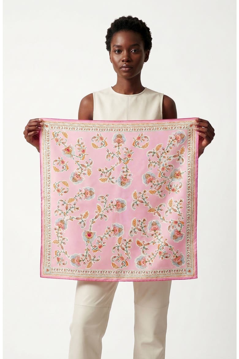 Blush Charm Double Sided Silk Scarf, Alternate, color, pink