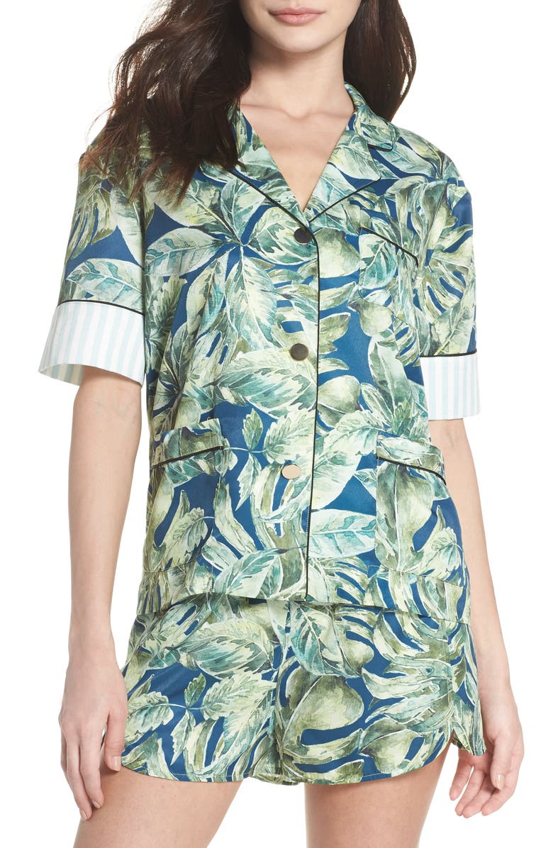 Bed to Brunch Short Stripe Satin Pajamas, Main, color, 