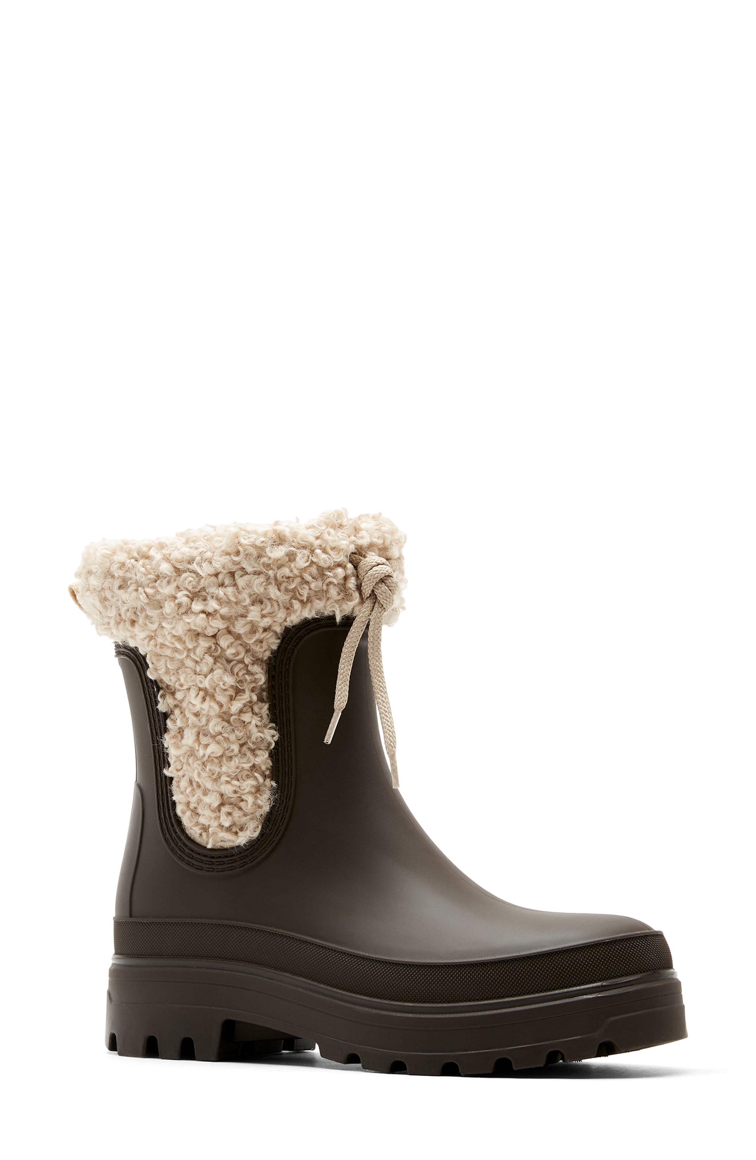 La Canadienne Peak Faux Shearling Winter Boot, Main, color, Brown Rubber