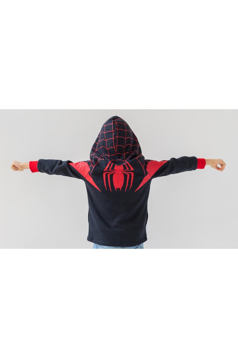 Spider-Man Cosplay Fleece Zip-Up Hoodie, Alternate, color, Miles Morales Black