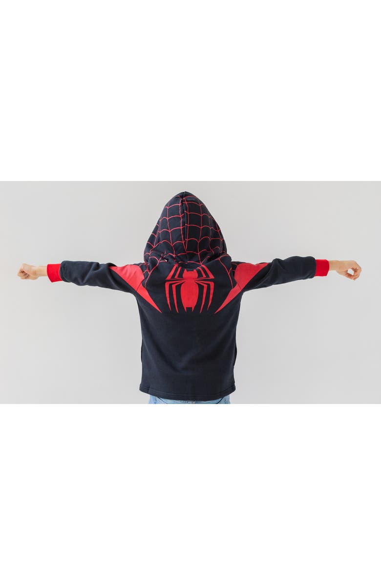 Marvel Spider-Man Cosplay Fleece Zip-Up Hoodie, Alternate, color, Miles Morales Black