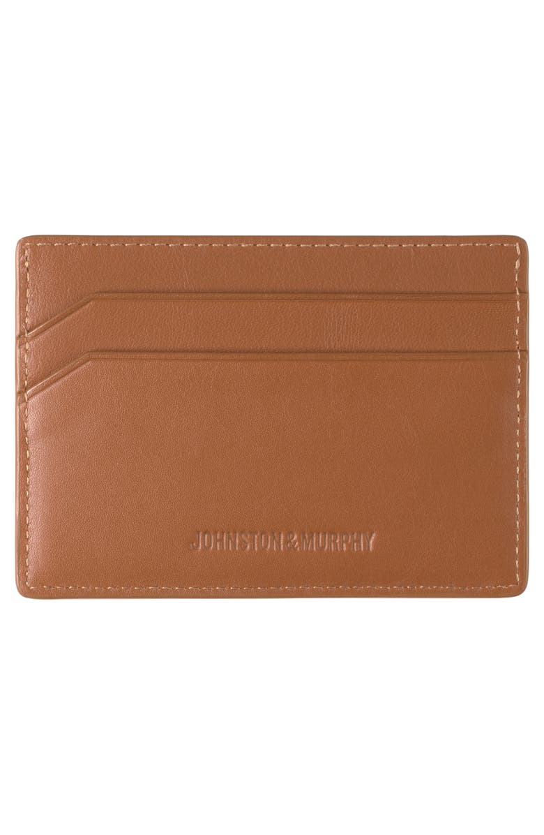 Johnston & Murphy Richmond Weekend Perforated Leather Card Case, Alternate, color, Tan
