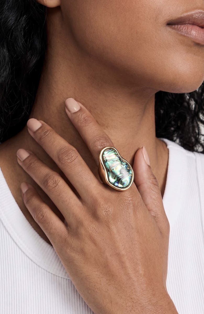 Ettika Sea Born Abalone Ring, Alternate, color, Gold