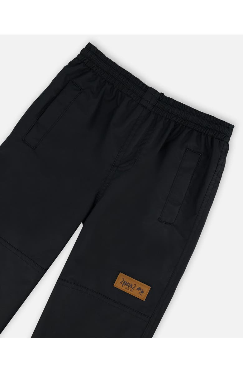 Deux par Deux Boy's 3-In-1 Mid-Season Outerwear Set With Colorblock Jacket Beige Animals On Black Background, Alternate, color, 