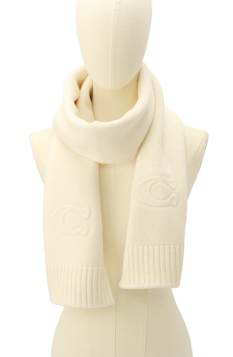 Embossed Logo Merino Wool Blend Scarf