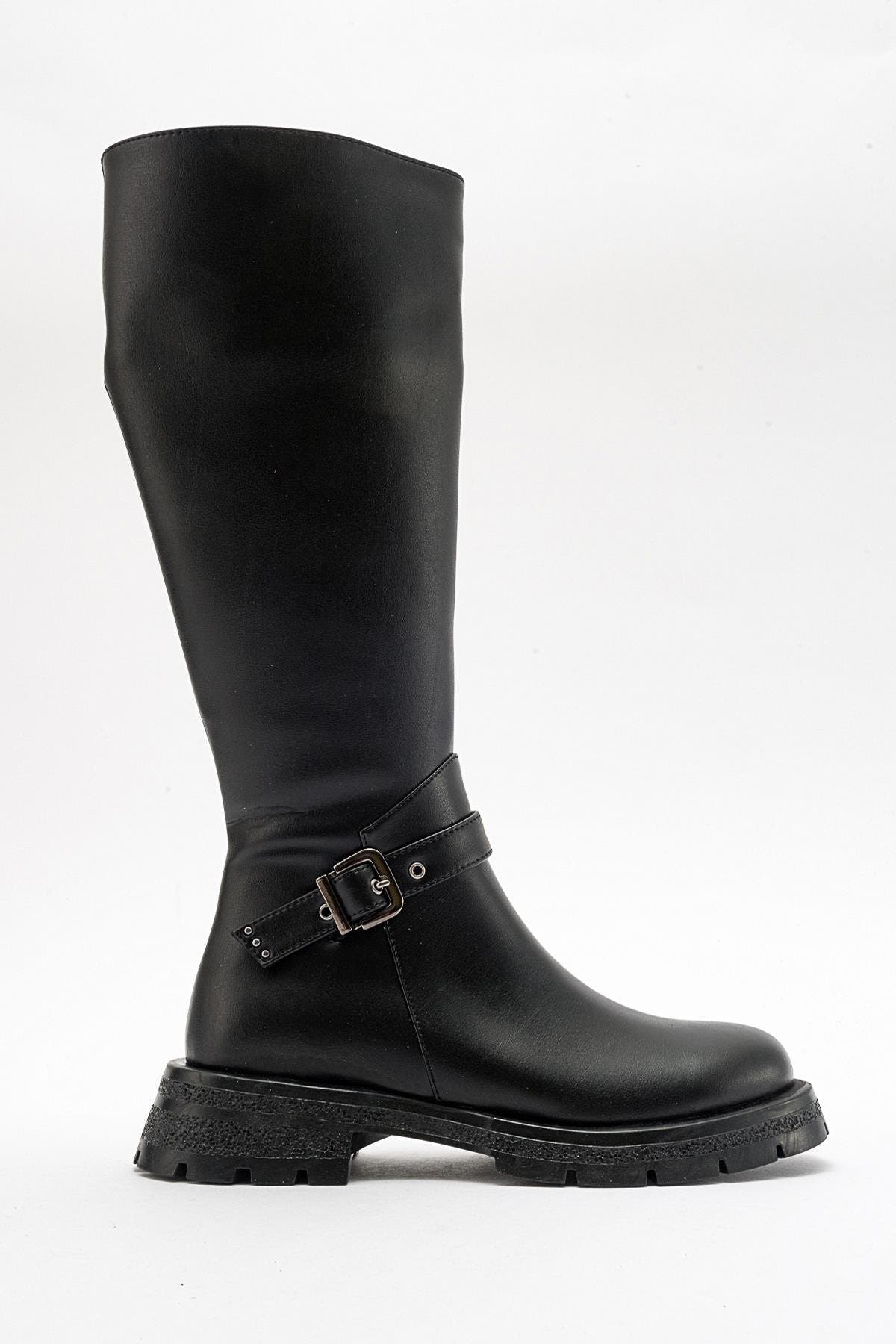 Covela Knee High Boot, Main, color, Black Faux Leather