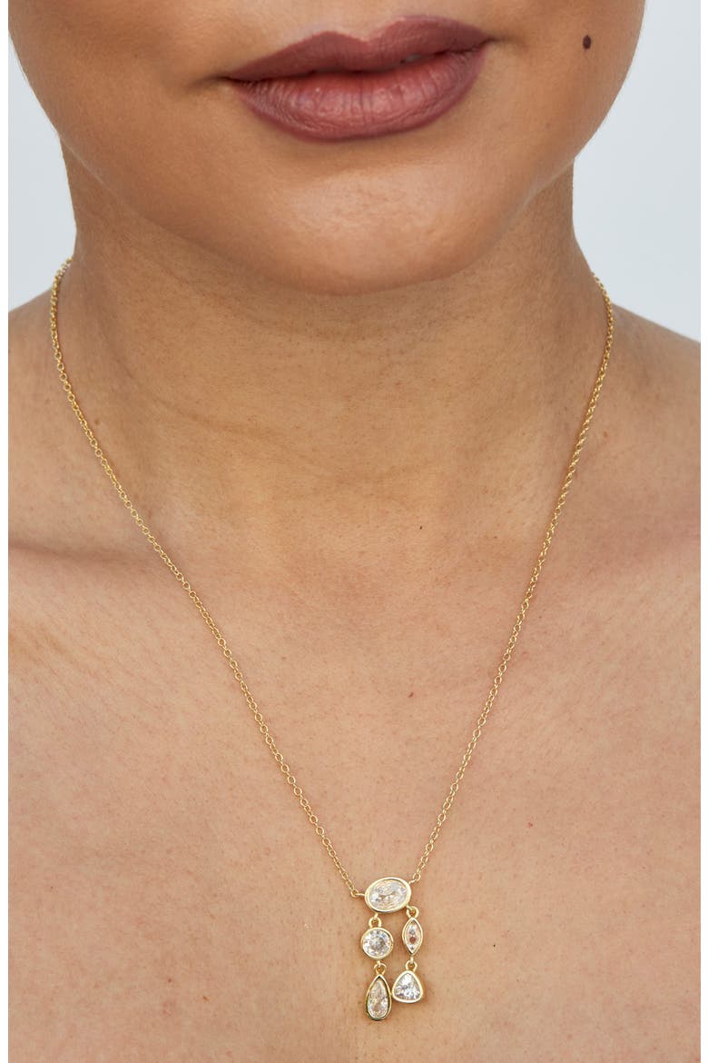 Bezel Cubic Zirconia Pendant Necklace, Alternate, color, YELLOW