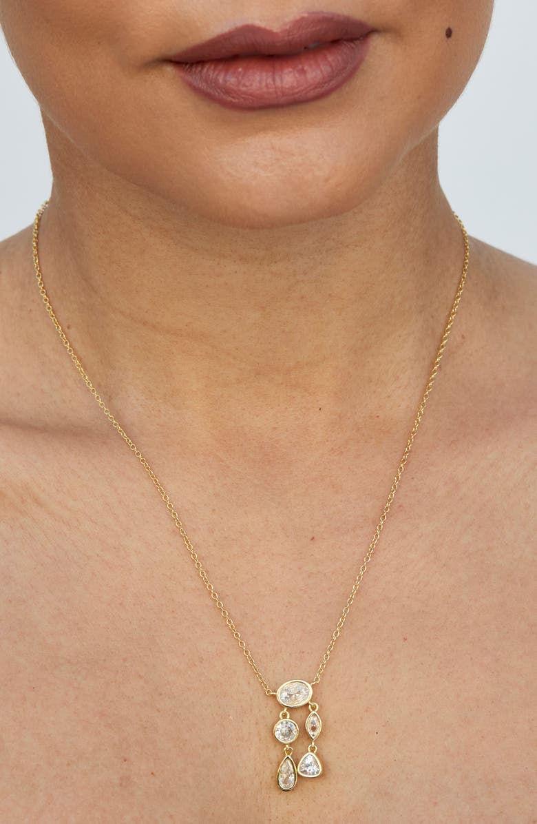 SAVVY CIE JEWELS Bezel Cubic Zirconia Pendant Necklace, Alternate, color, 