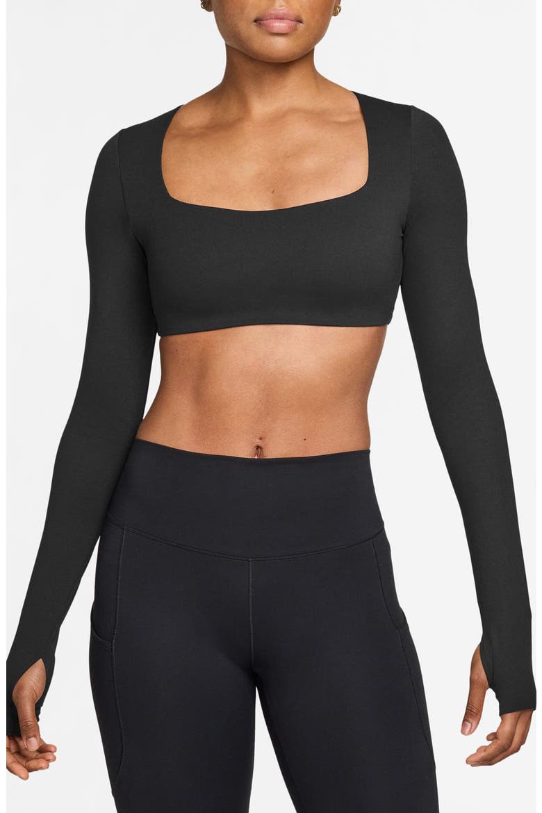 Zenvy Dri-FIT Long Sleeve Sports Bra, Main, color, 010 BLACK/ COL GY