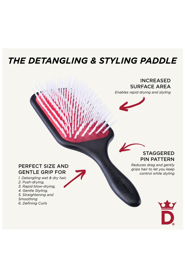 D38 The Detangling & Styling Paddle, Alternate, color, BLACK WITH RED PAD