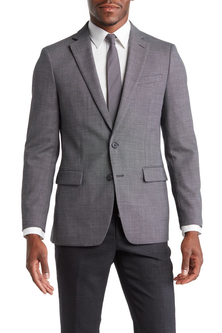 Charcoal Grey Birdseye Stretch Suit Jacket, Main, color, CHARCOAL GREY