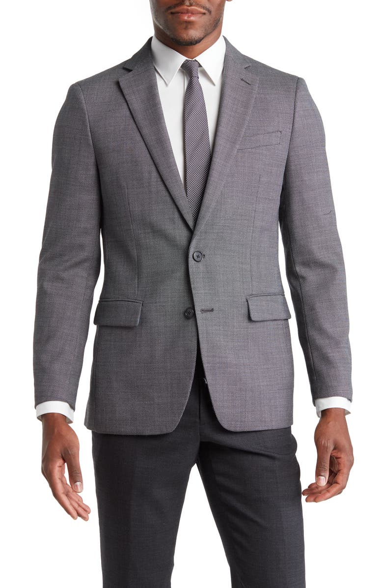 Original Penguin Charcoal Grey Birdseye Stretch Suit Jacket, Main, color, Charcoal Grey
