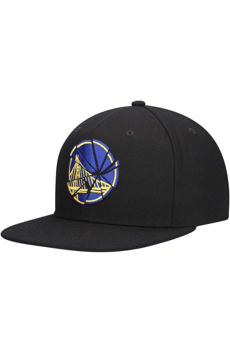 Mitchell & Ness Men's Mitchell & Ness Black Golden State Warriors Shattered Snapback Hat, Main, color, Black